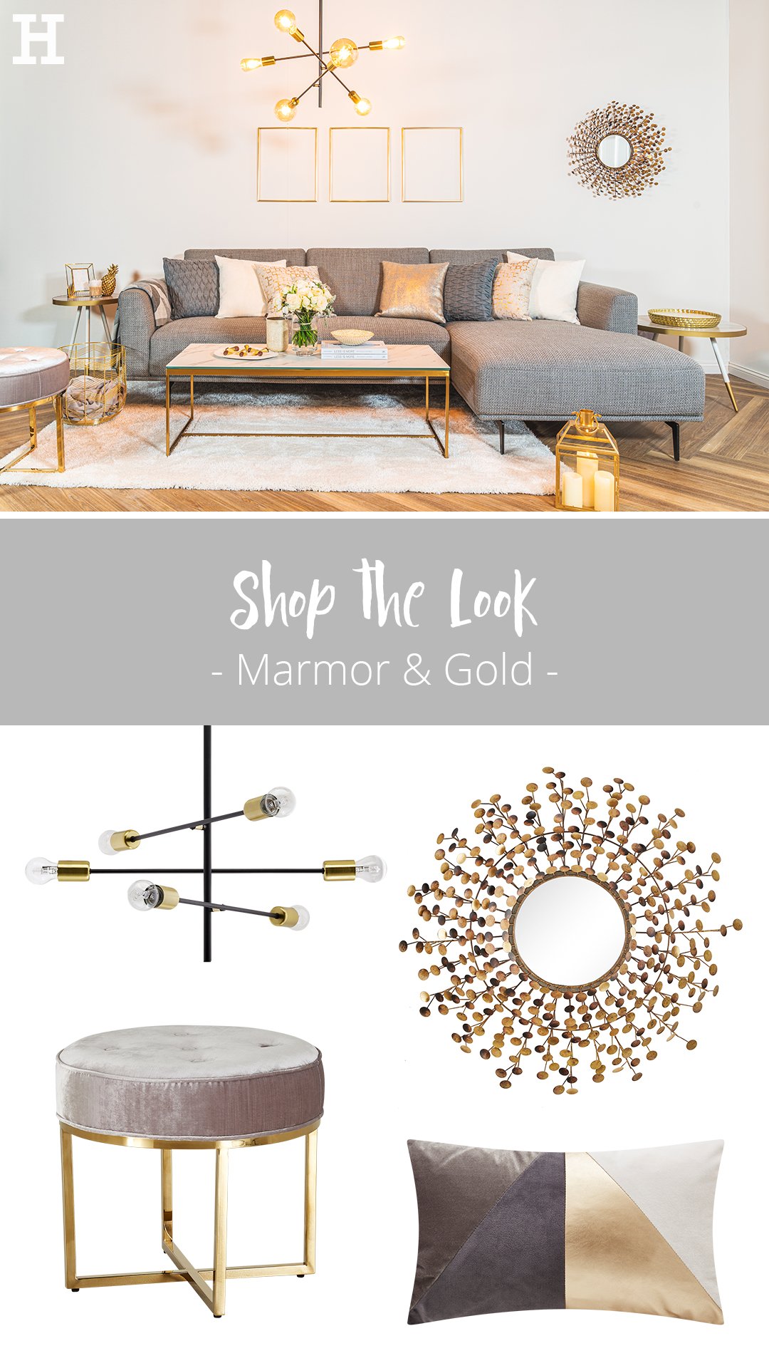 Shop The Look - Marmor &amp; Gold | Möbel Höffner | Wohnung Wohnzimmer within Wohnzimmer Schwarz Weiß Gold